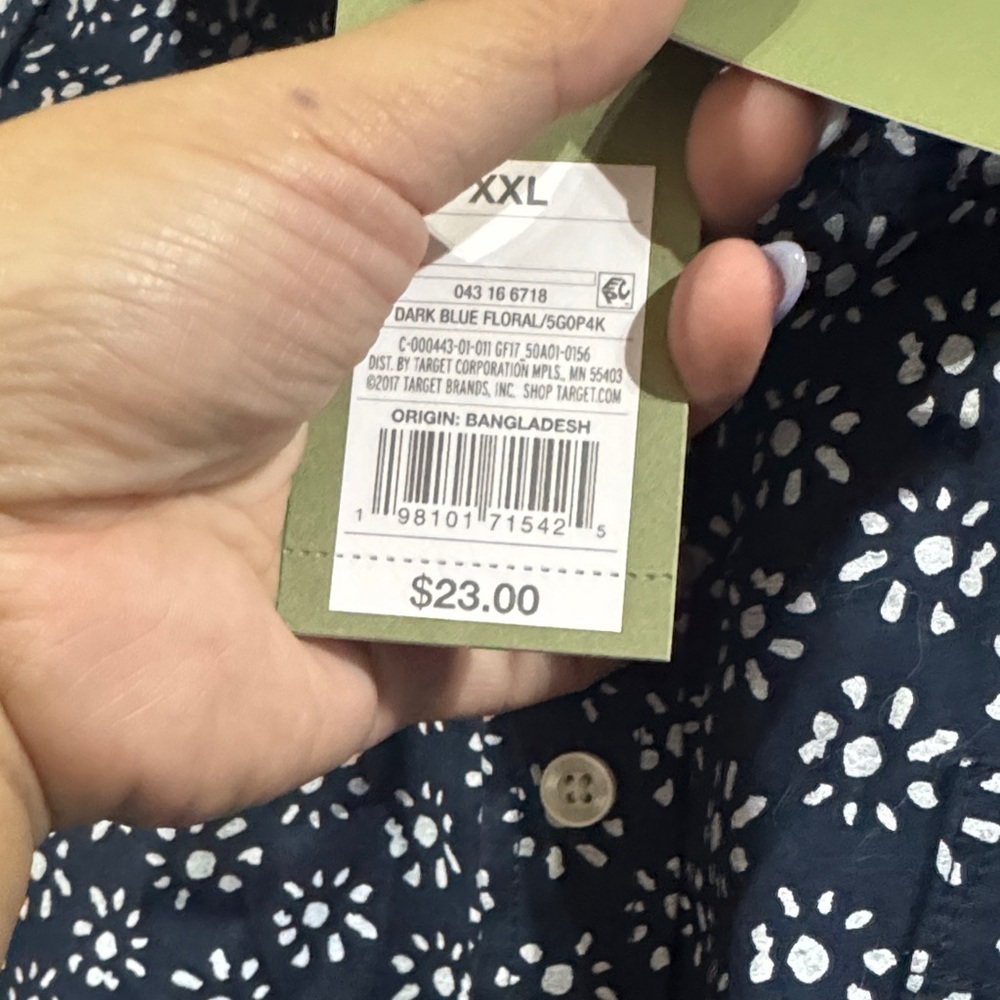 Size XXL Men’s Goodfellow & Co Dark Blue Patterned Shirt - Picture 5 of 6